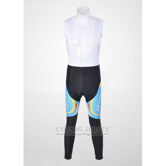 2012 Cycling Jersey Astana Light Blue and Black Long Sleeve and Bib Tight